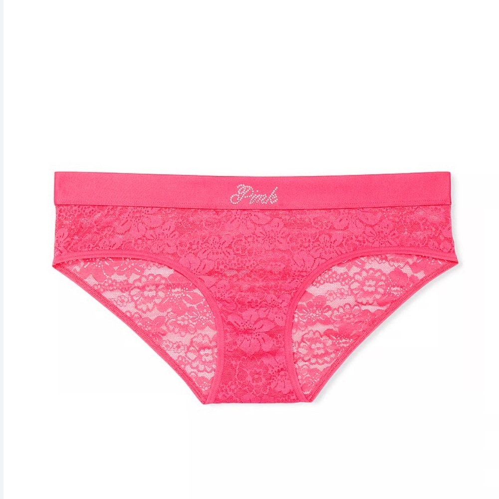 NWT PINK Victoria’s Secret Lace Hiphugger Panty L